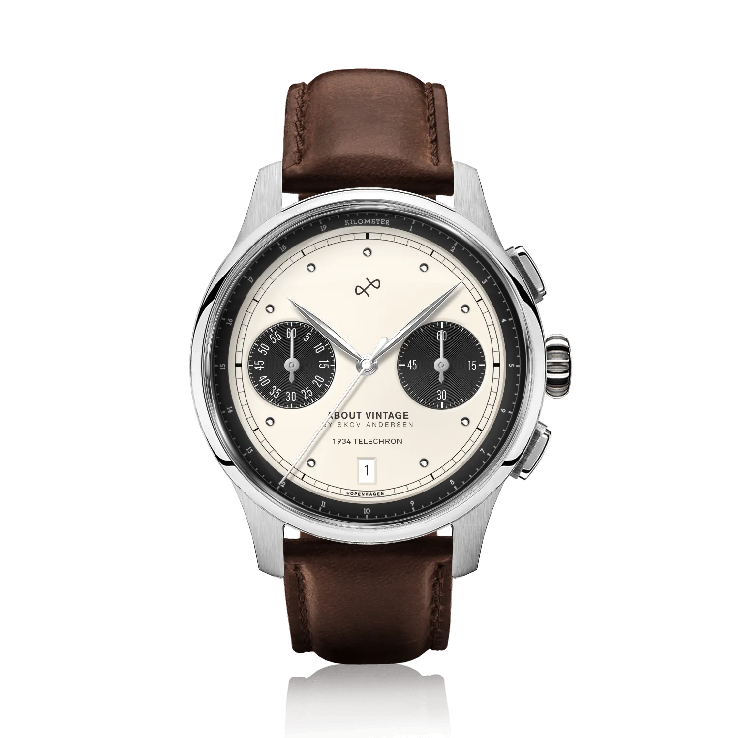 1934 Telechron. Steel / Off White & Black