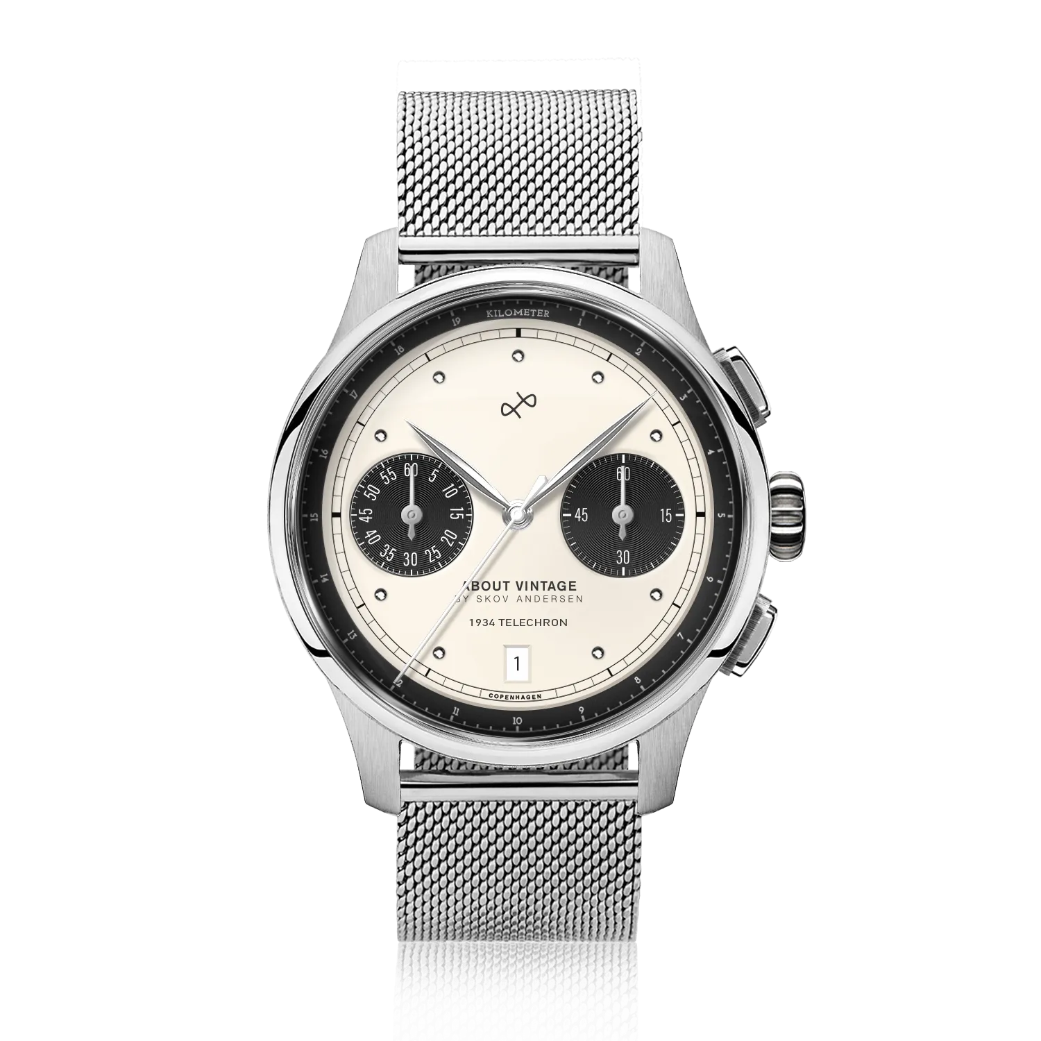 1934 Telechron. Steel / Off White & Black