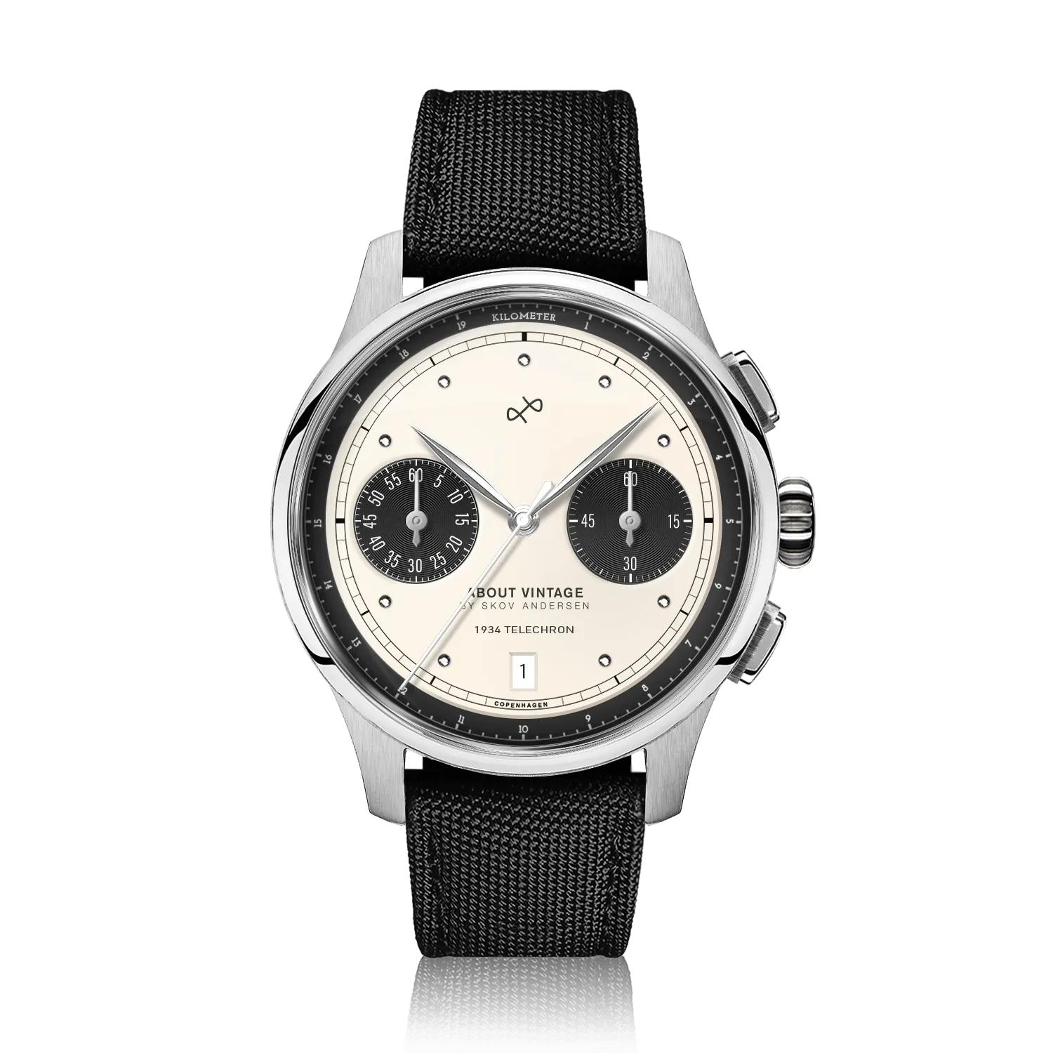 1934 Telechron. Steel / Off White & Black