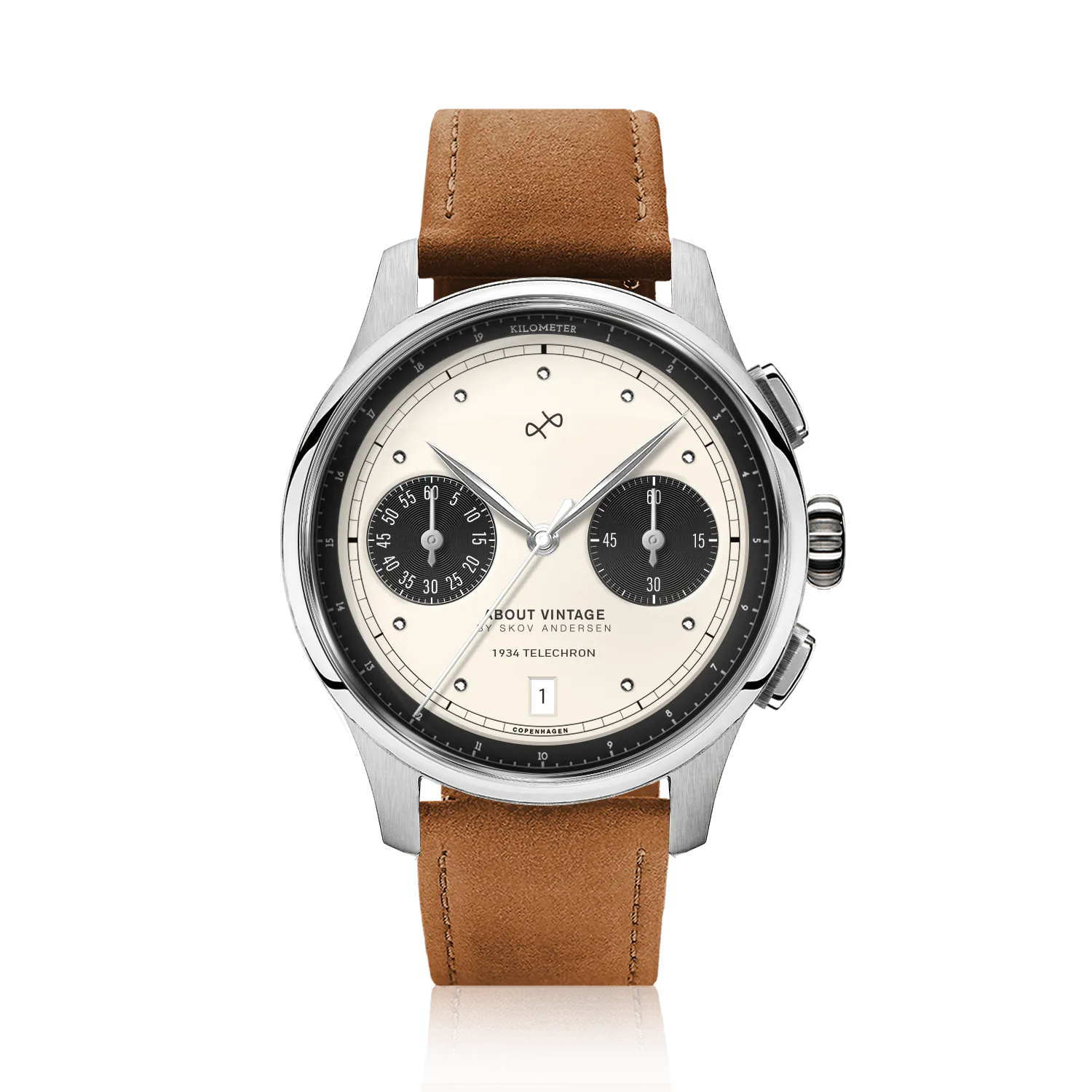 1934 Telechron. Steel / Off White & Black