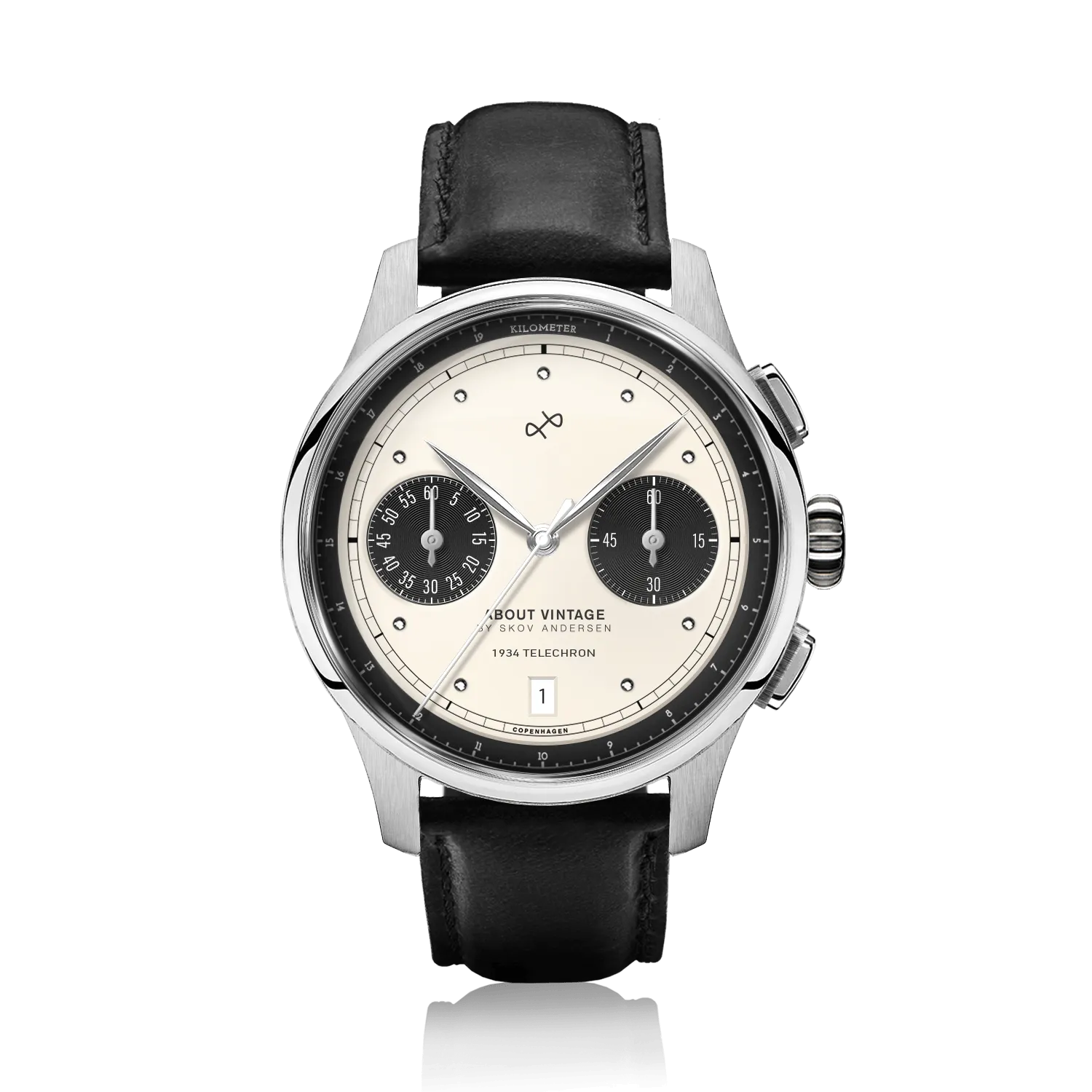 1934 Telechron. Steel / Off White & Black