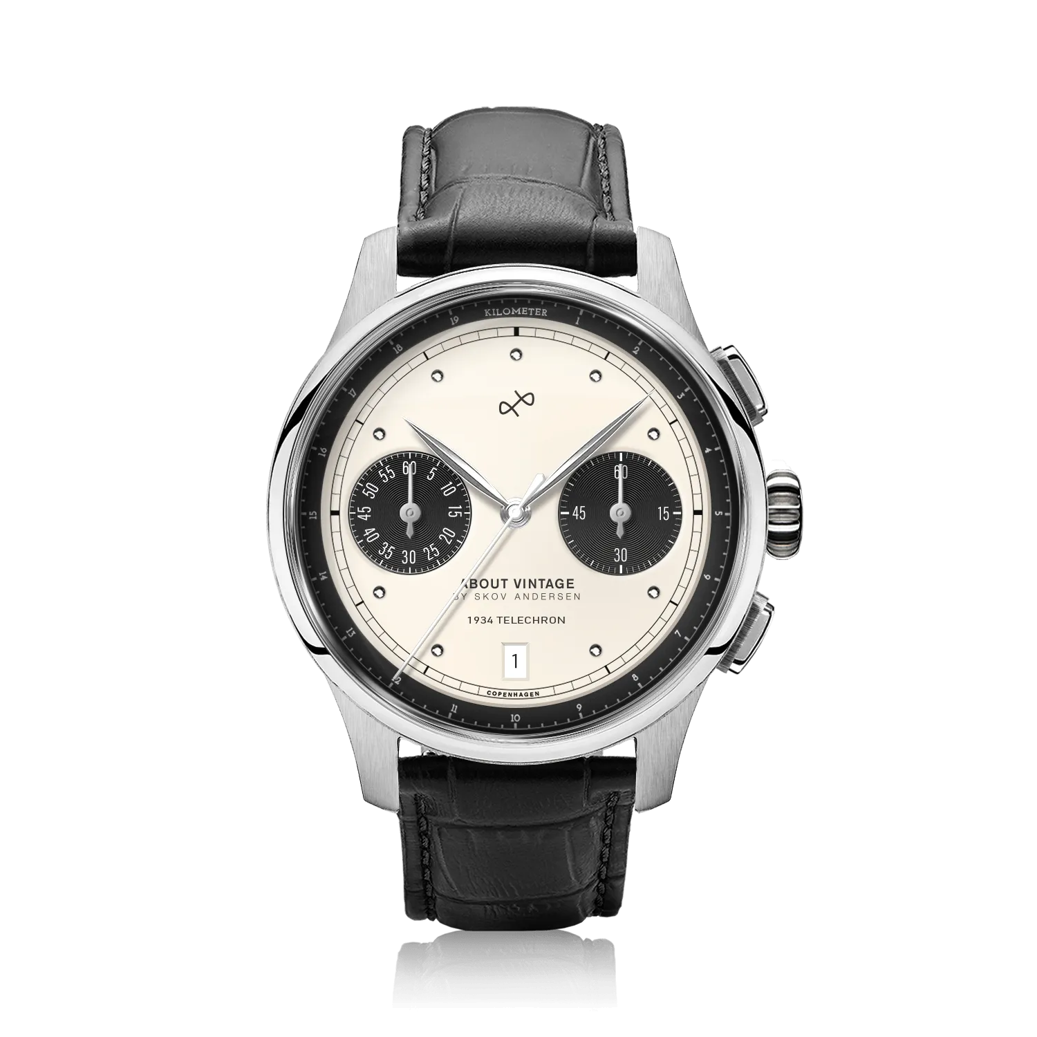 1934 Telechron. Steel / Off White & Black
