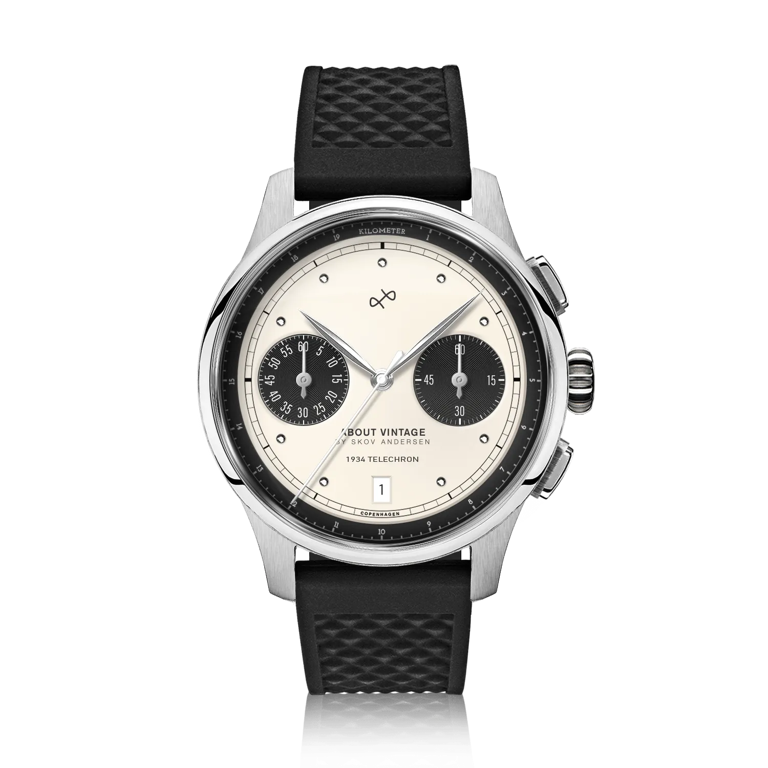 1934 Telechron. Steel / Off White & Black
