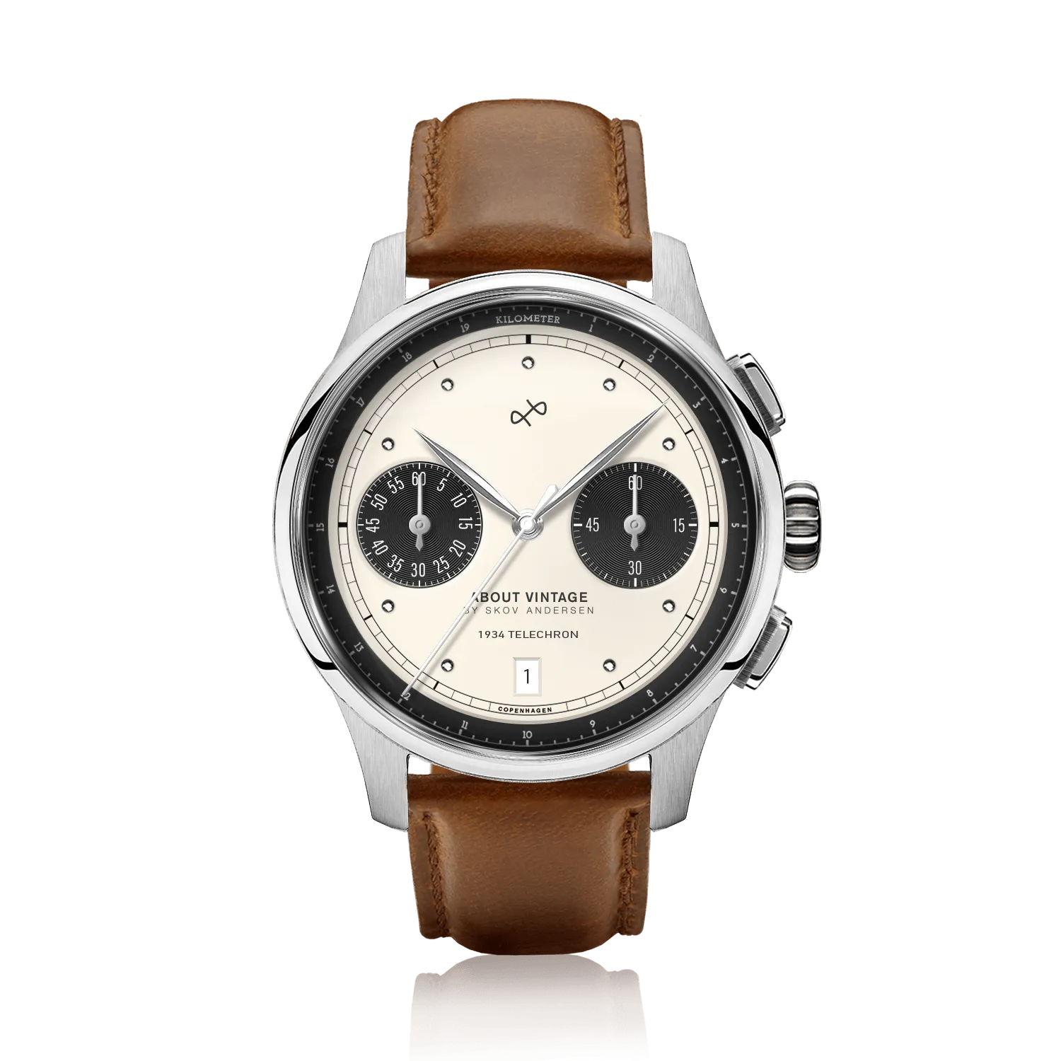 1934 Telechron. Steel / Off White & Black