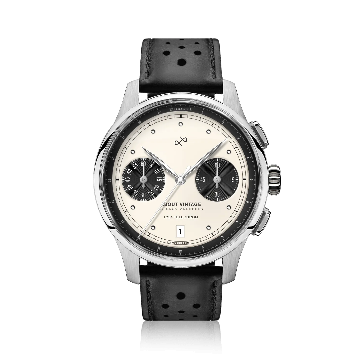 1934 Telechron. Steel / Off White & Black
