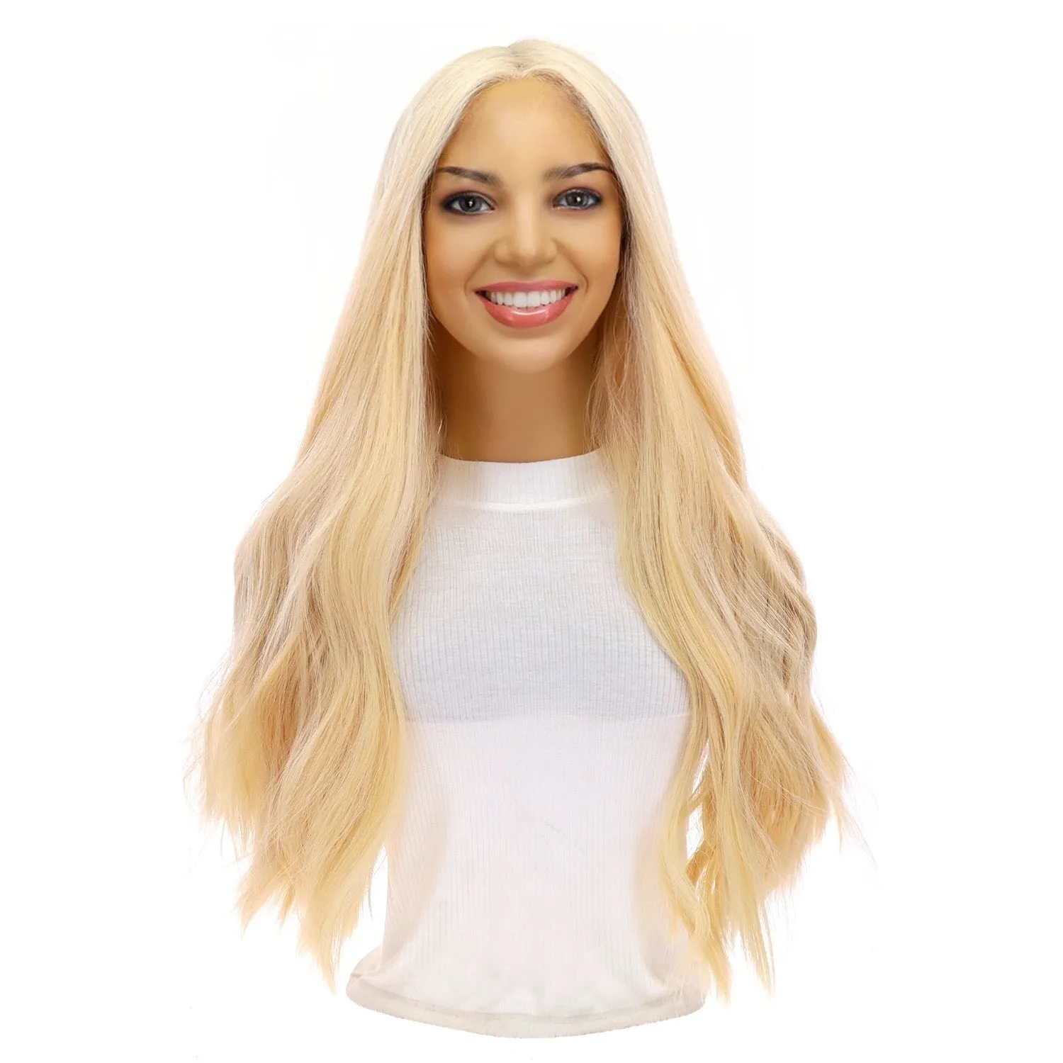 24" Divine Lace Top Wig Warm Platinum Blonde w/ No Rooting