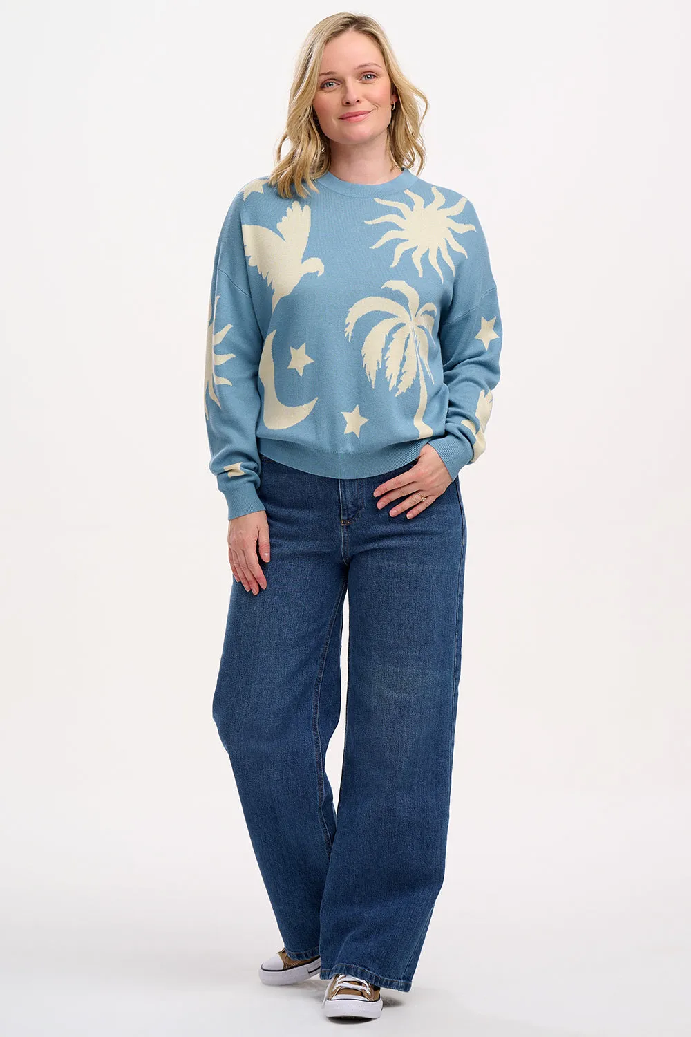 Andi Jumper - Blue/Cream. Tropical Nights