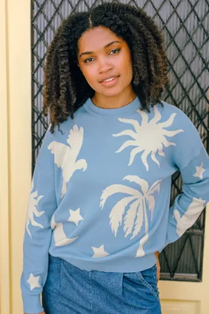 Andi Jumper - Blue/Cream. Tropical Nights