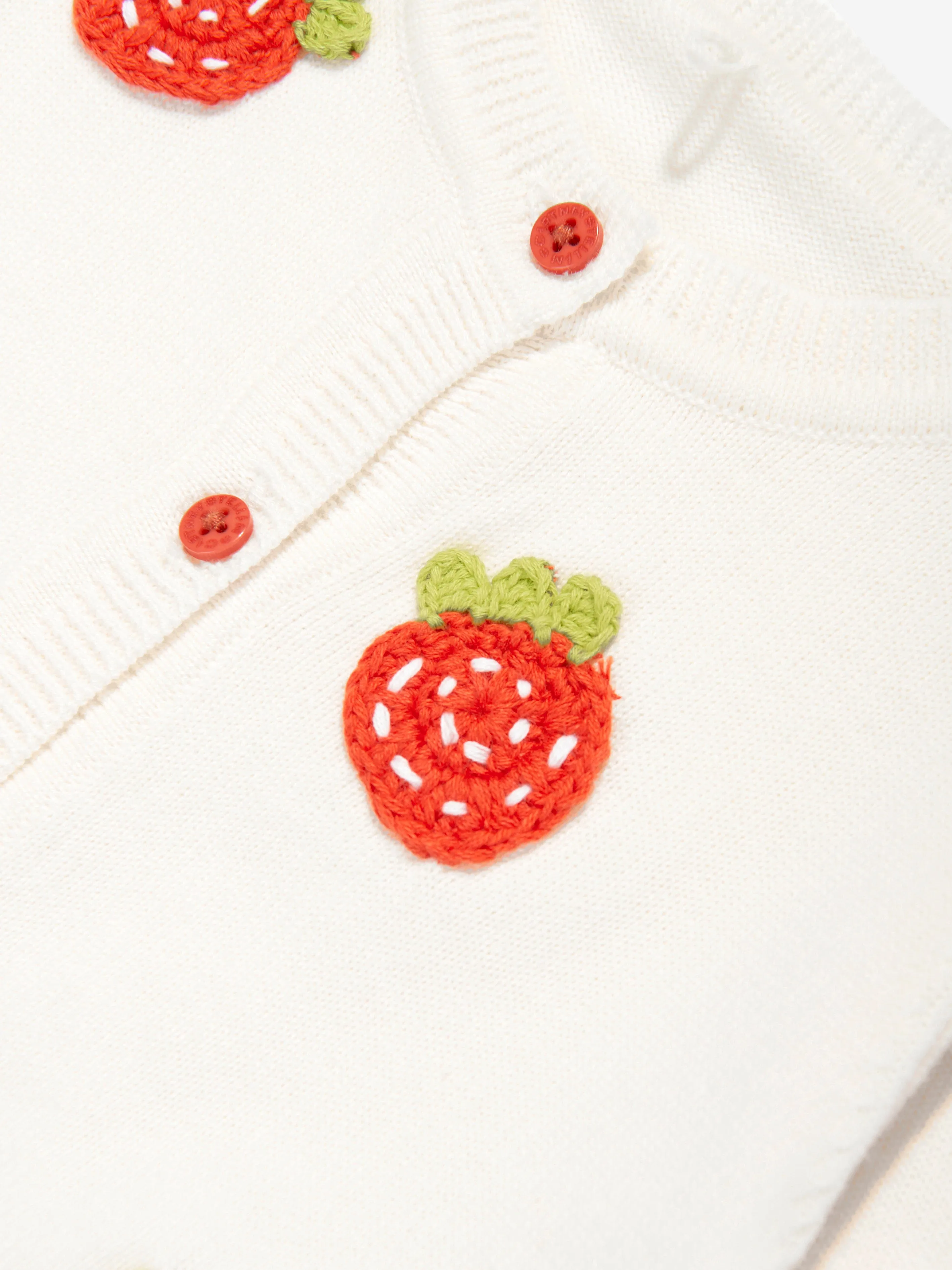 Baby Girls Knitted Strawberry Cardigan in Ivory