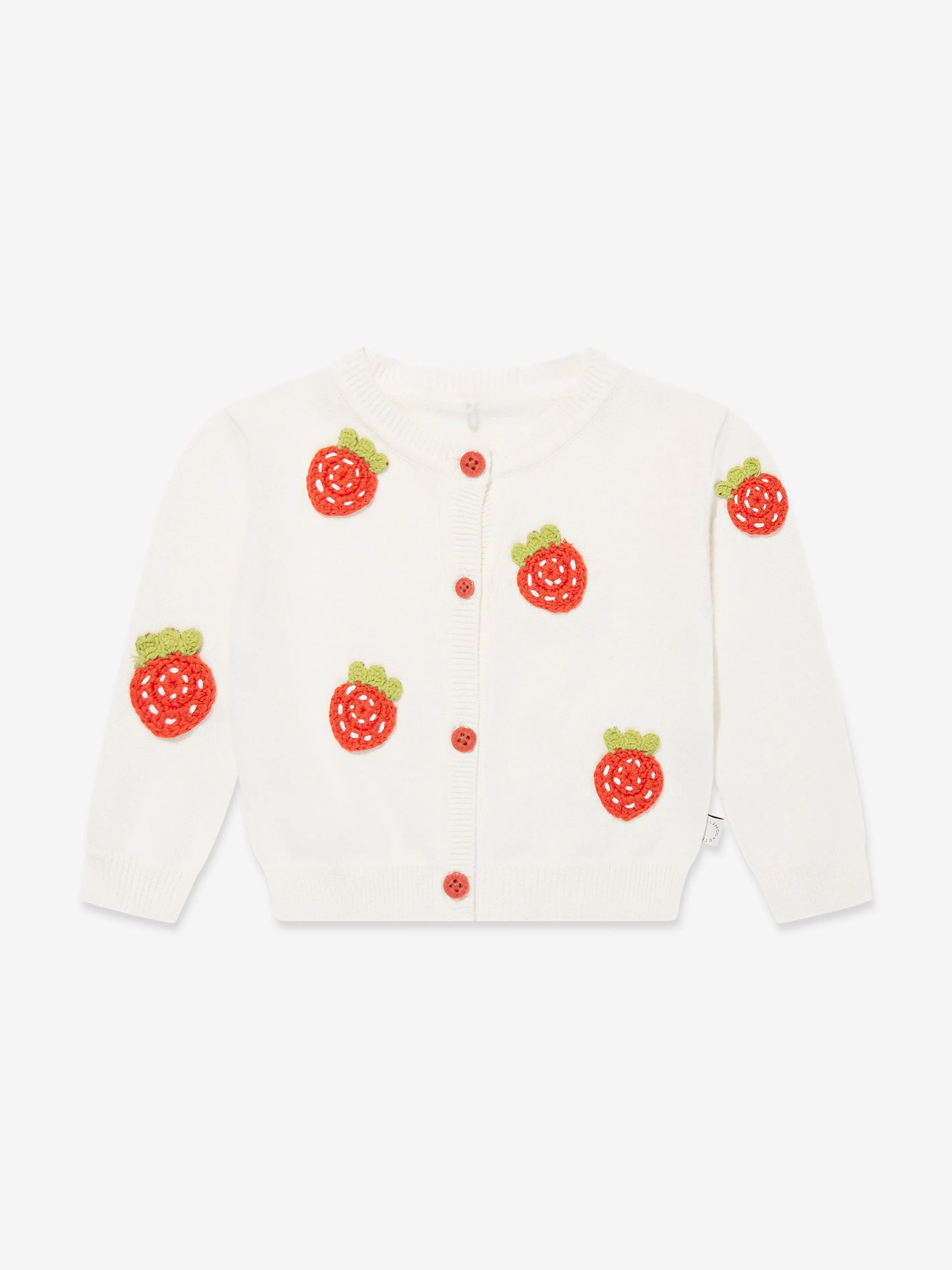 Baby Girls Knitted Strawberry Cardigan in Ivory