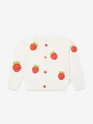 Baby Girls Knitted Strawberry Cardigan in Ivory