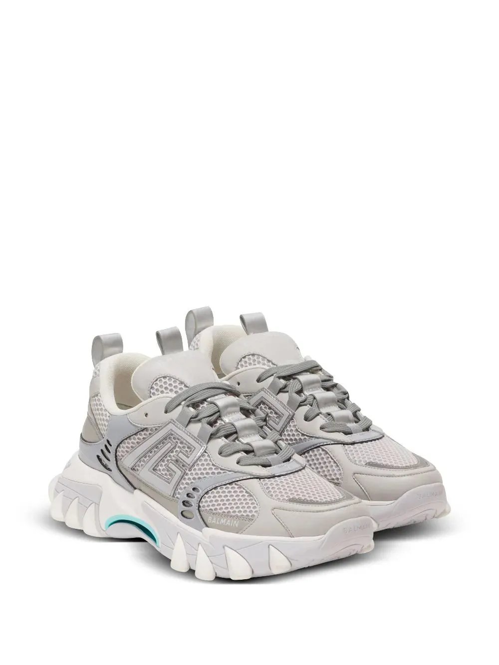 Balmain B-East Pb Trainers In Technical Materials And Mesh Teal/White