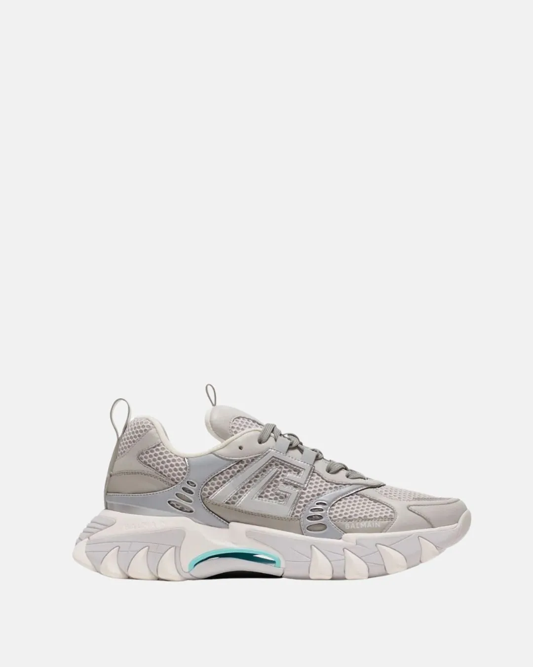Balmain B-East Pb Trainers In Technical Materials And Mesh Teal/White