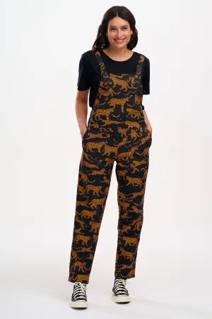 Beau Dungarees - Black/Tan. Large Leopards