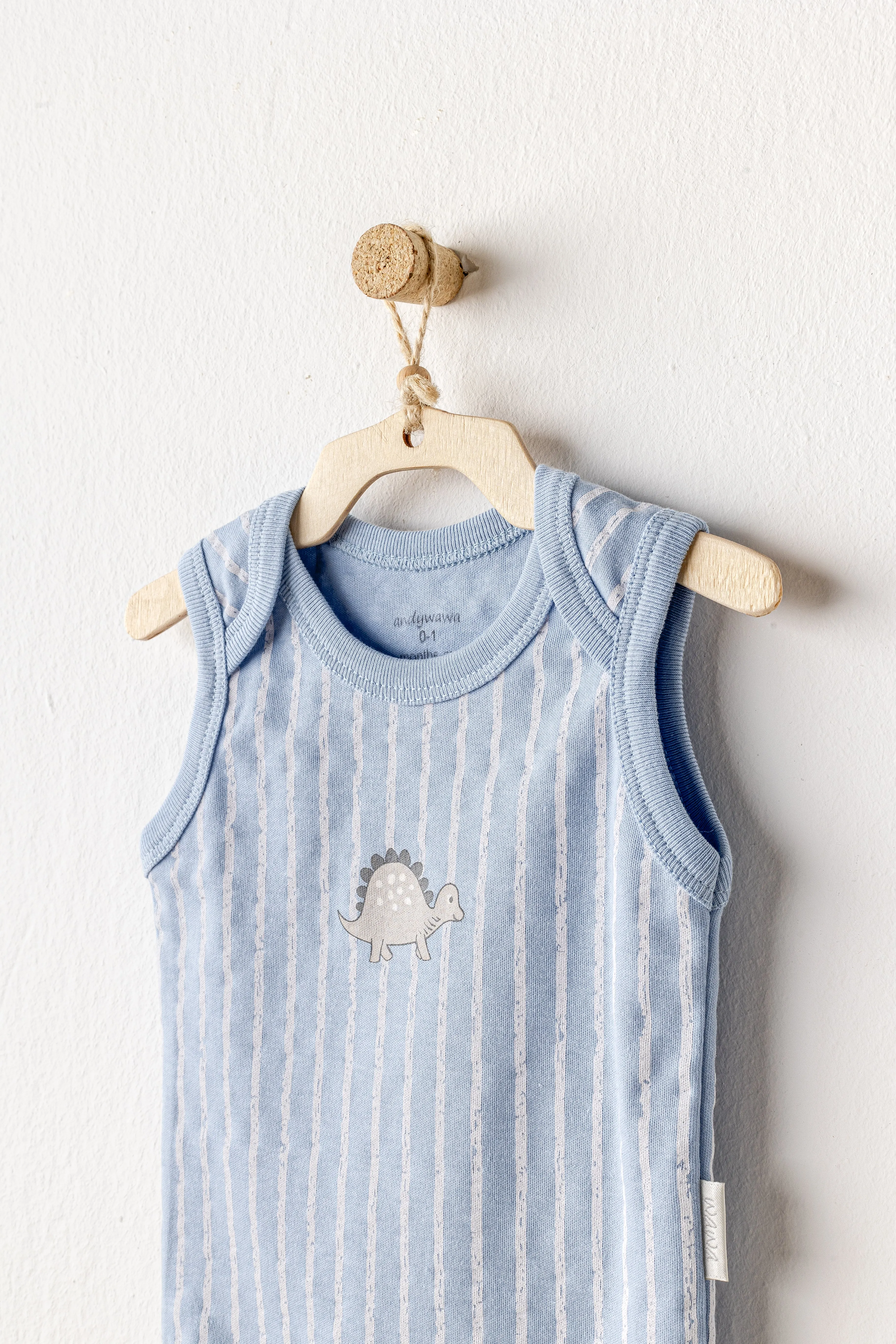 Beige and Blue Dino Bodysuits
