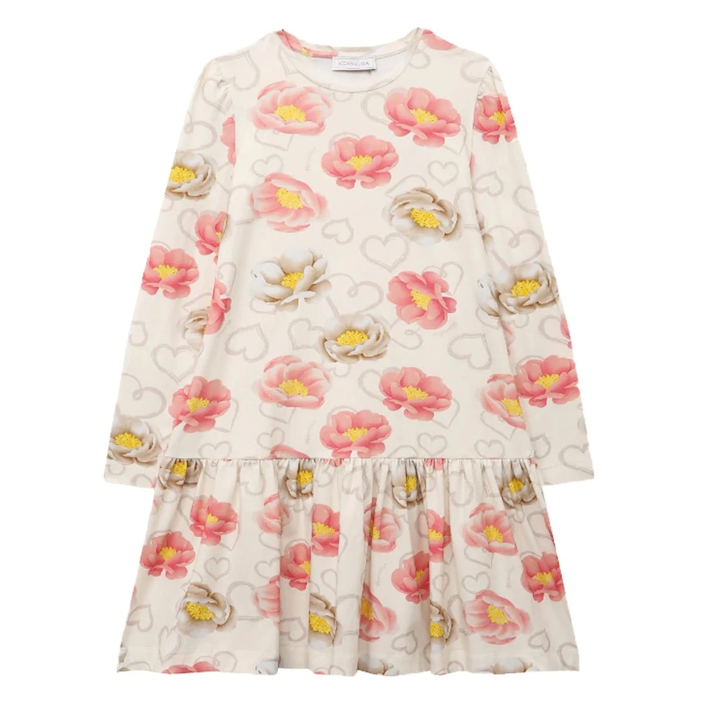 Beige Floral Print Dress