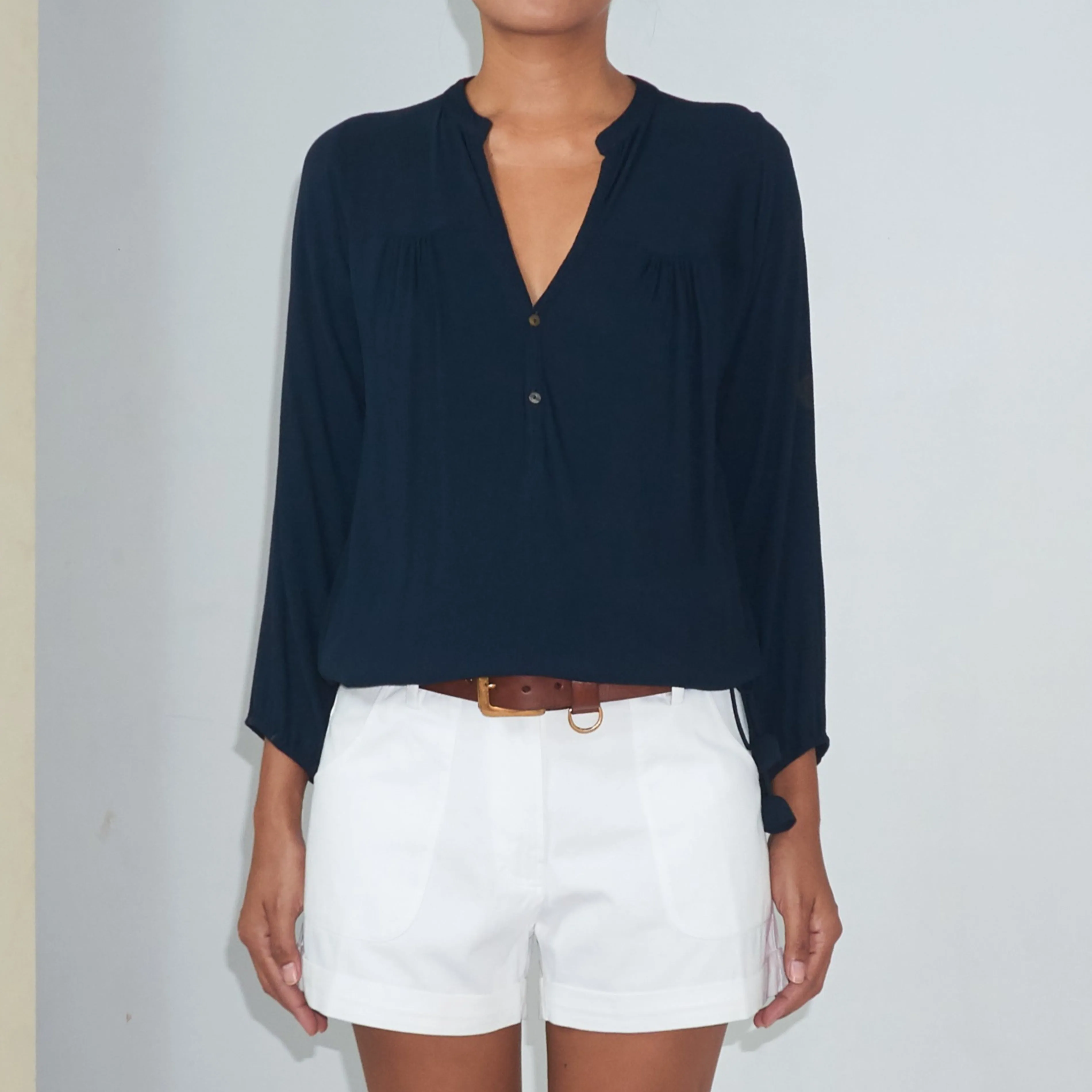 BKLN TOP - Crinkled Rayon | Midnight Blue