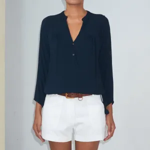 BKLN TOP - Crinkled Rayon | Midnight Blue