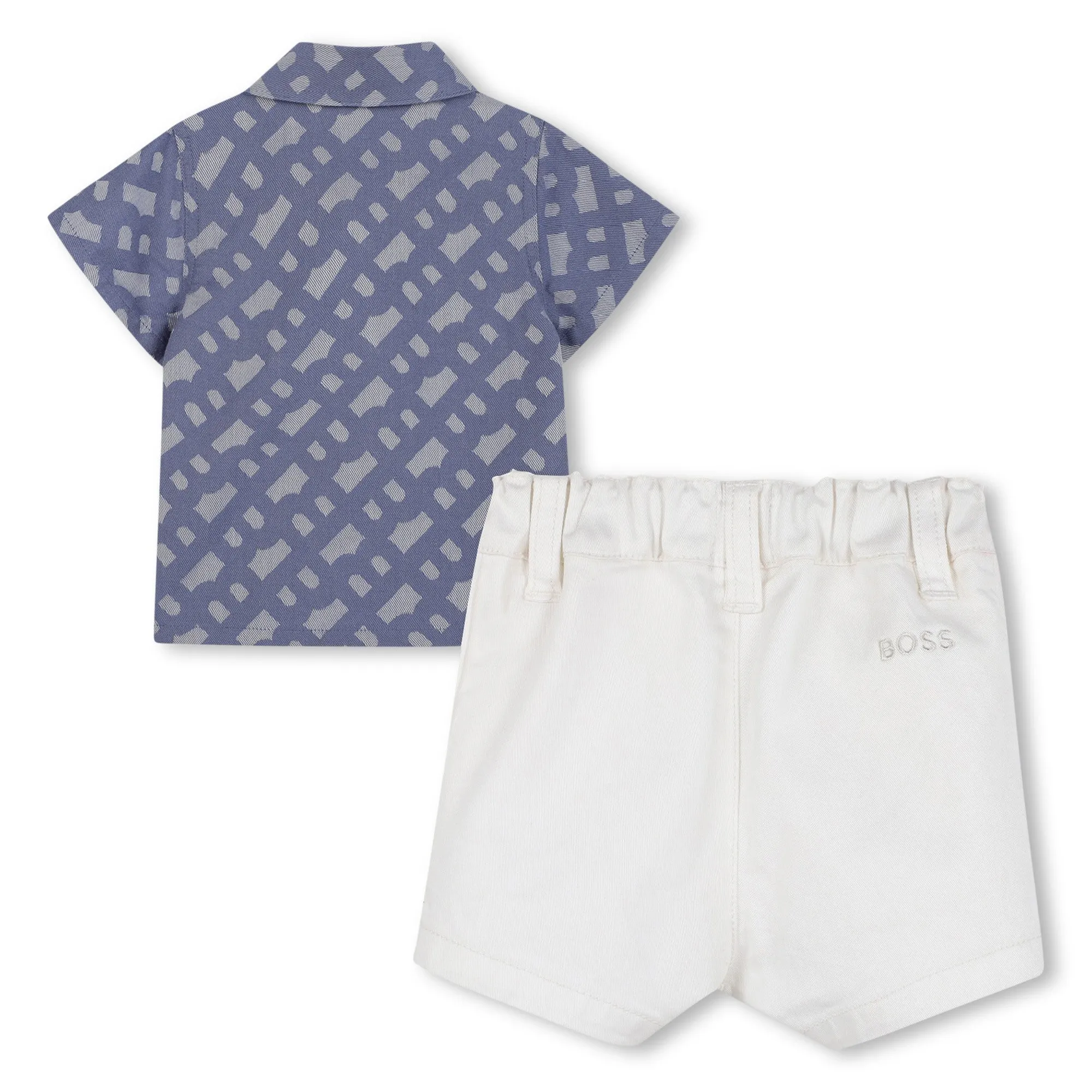 Blue Jacquard Monogram Shorts Set
