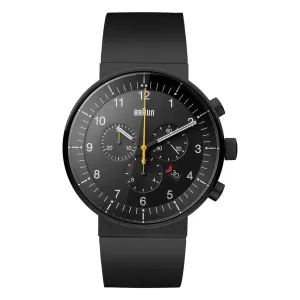 BN0095 Braun gents prestige chronograph watch - black dial and black rubber strap