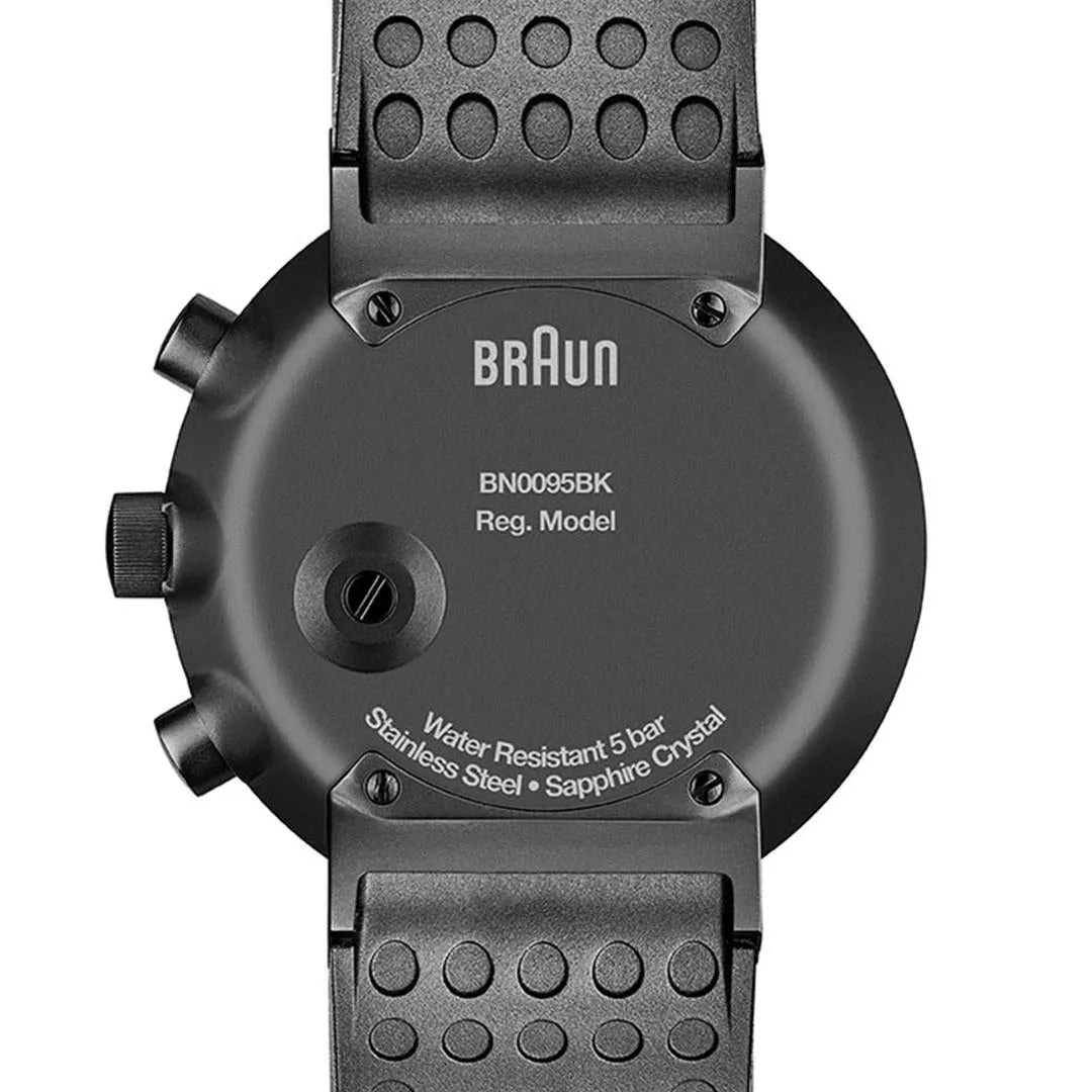 BN0095 Braun gents prestige chronograph watch - black dial and black rubber strap