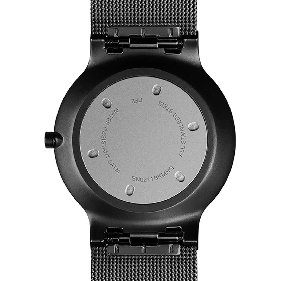 BN0211 Braun gents classic slim watch - black dial and black mesh bracelet
