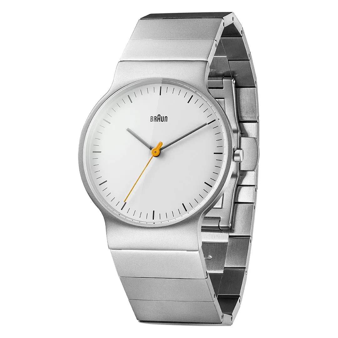BN0211 Braun gents classic slim watch - white dial and stainless steel bracelet