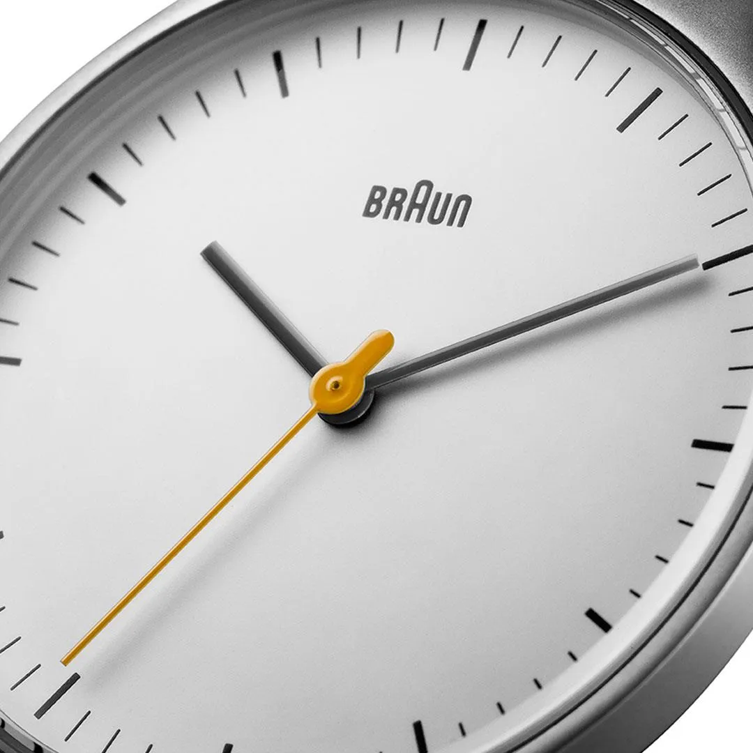 BN0211 Braun gents classic slim watch - white dial and stainless steel bracelet