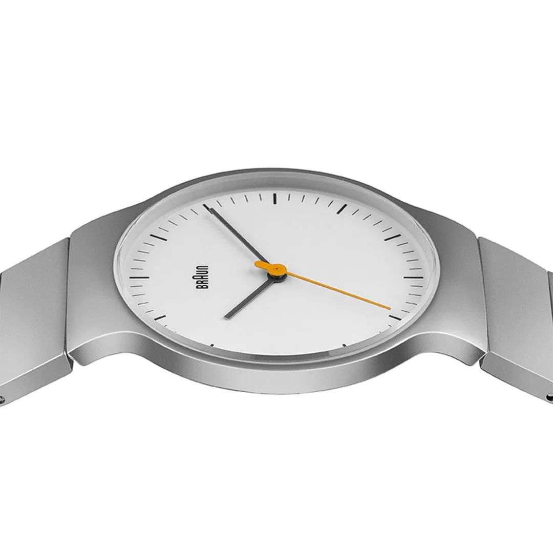 BN0211 Braun gents classic slim watch - white dial and stainless steel bracelet