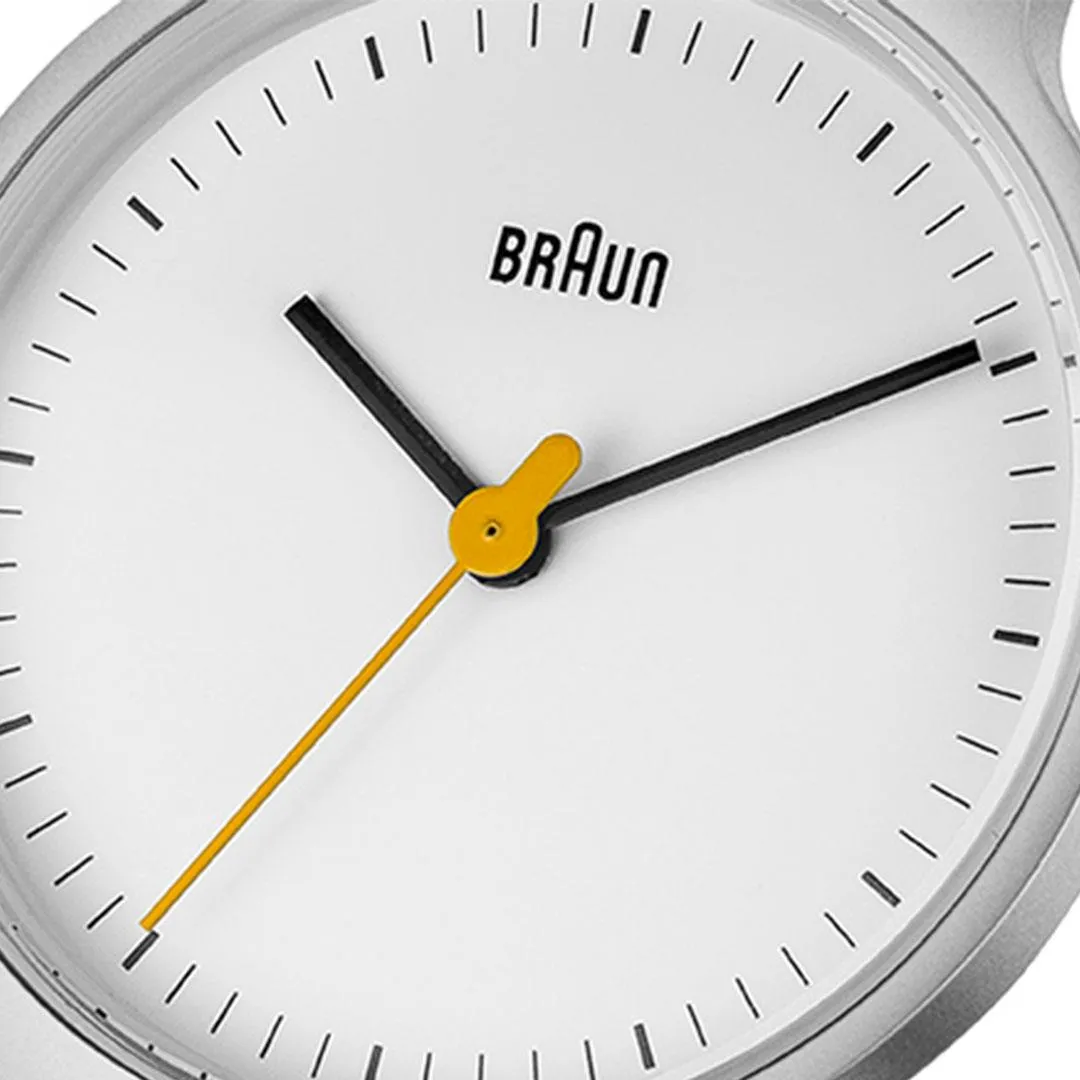 BN0211 Braun ladies classic slim watch - white dial and stainless steel bracelet