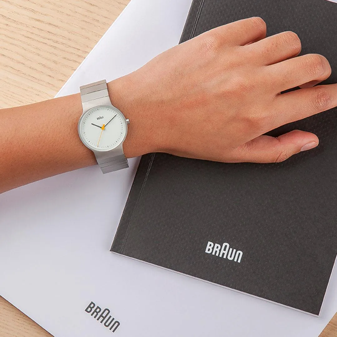 BN0211 Braun ladies classic slim watch - white dial and stainless steel bracelet