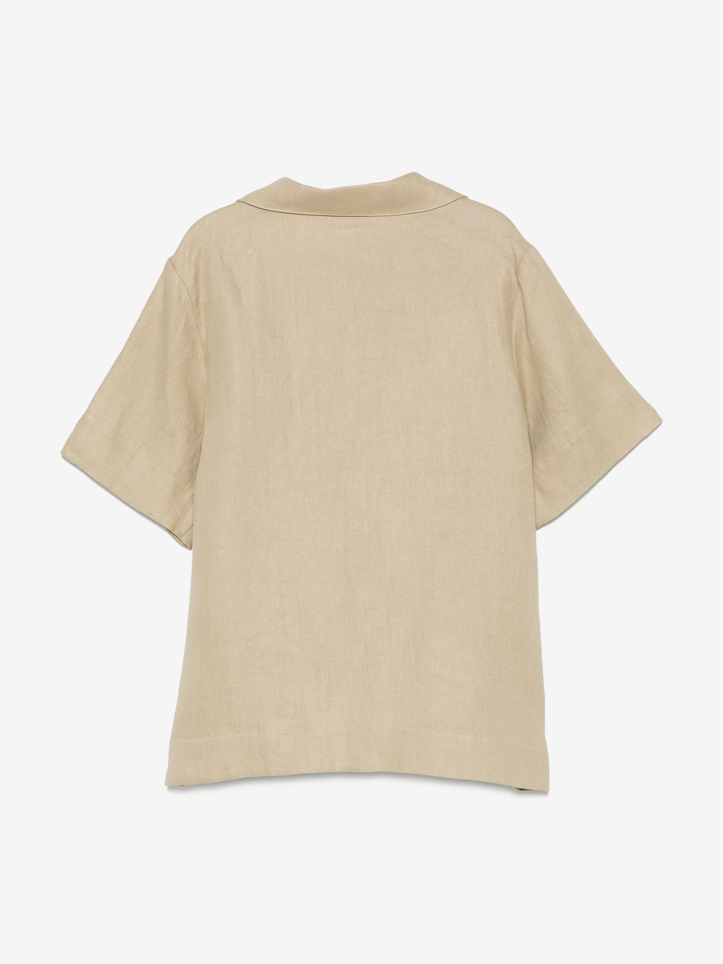 Boys Linen Logo Shirt in Beige
