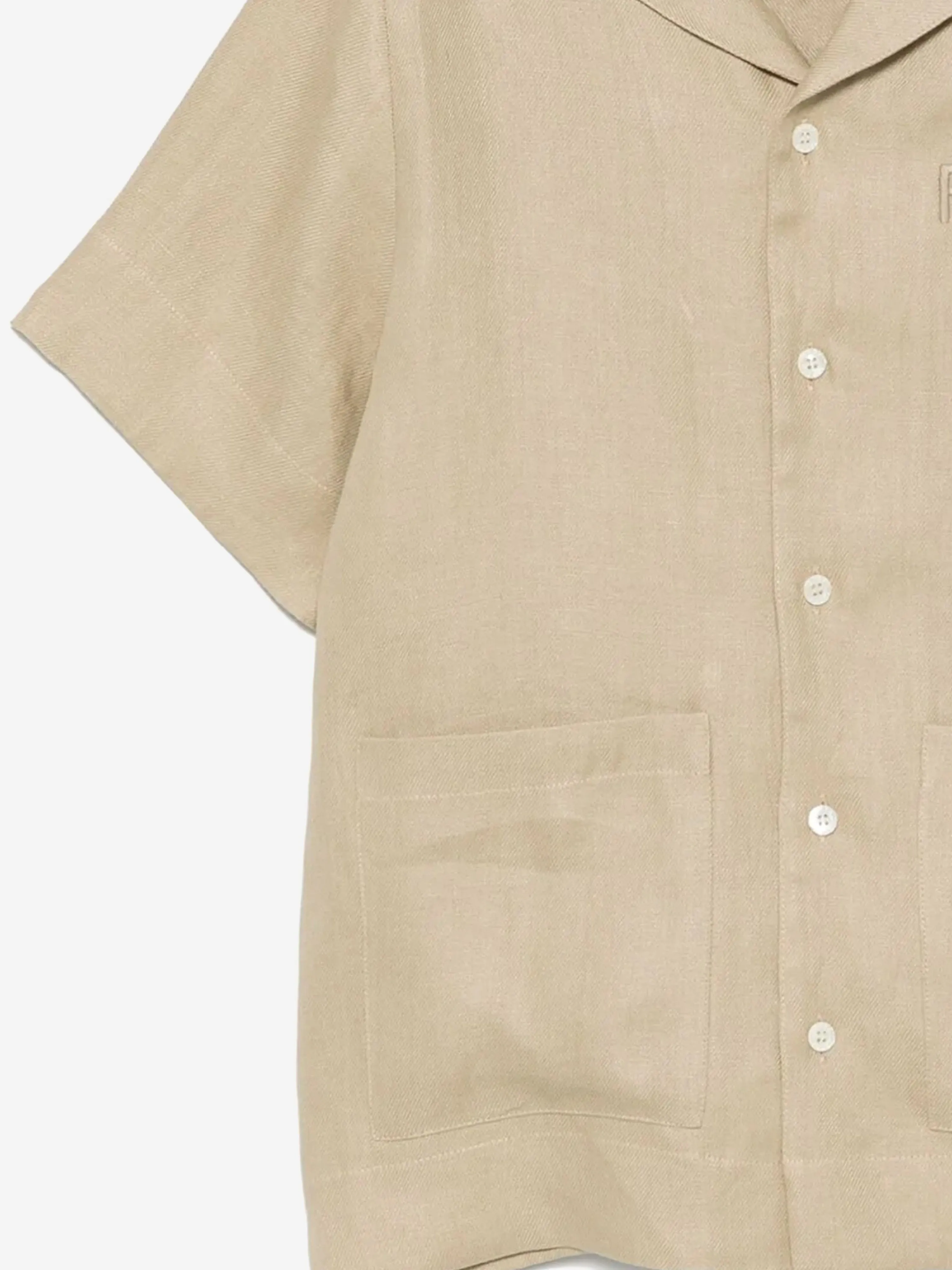 Boys Linen Logo Shirt in Beige