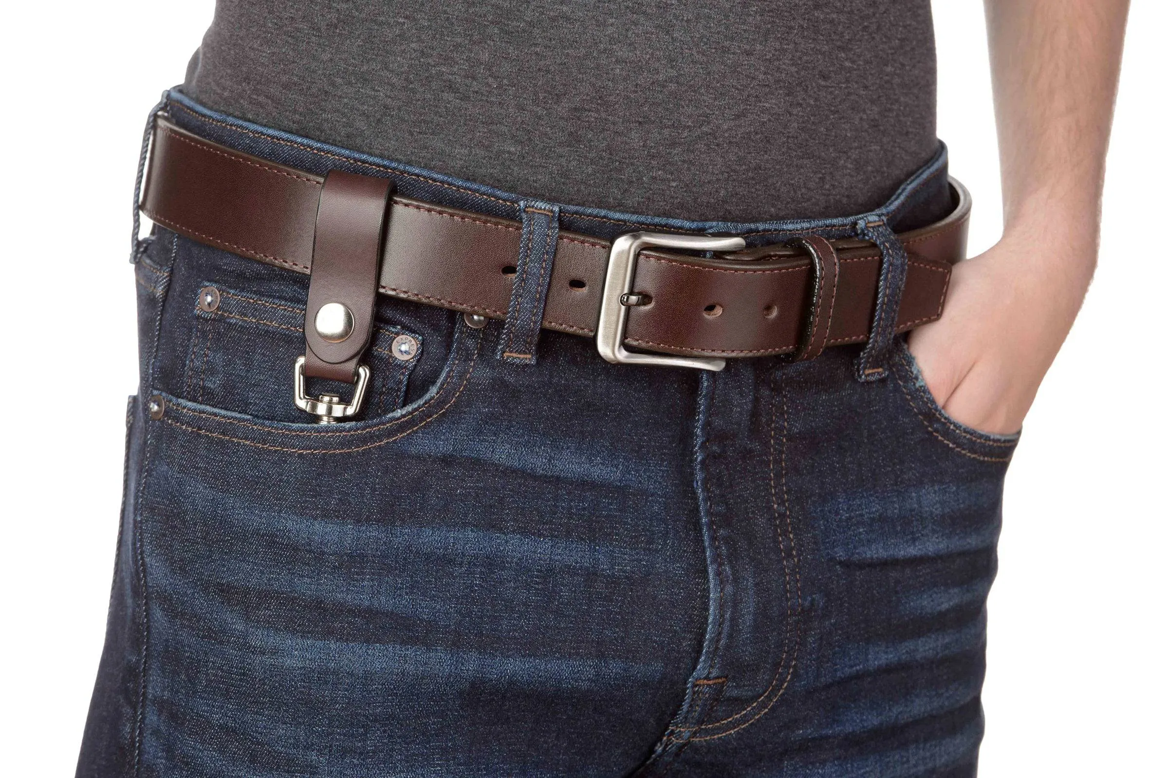 Brown Leather Key Hanger With Scissor Snap (SKU 234-36)
