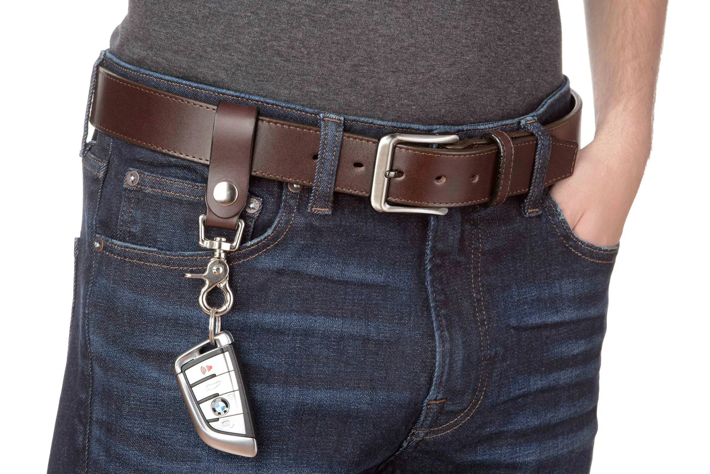 Brown Leather Key Hanger With Scissor Snap (SKU 234-36)