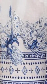 Candela Tie Waist Playsuit - Blue / White Print