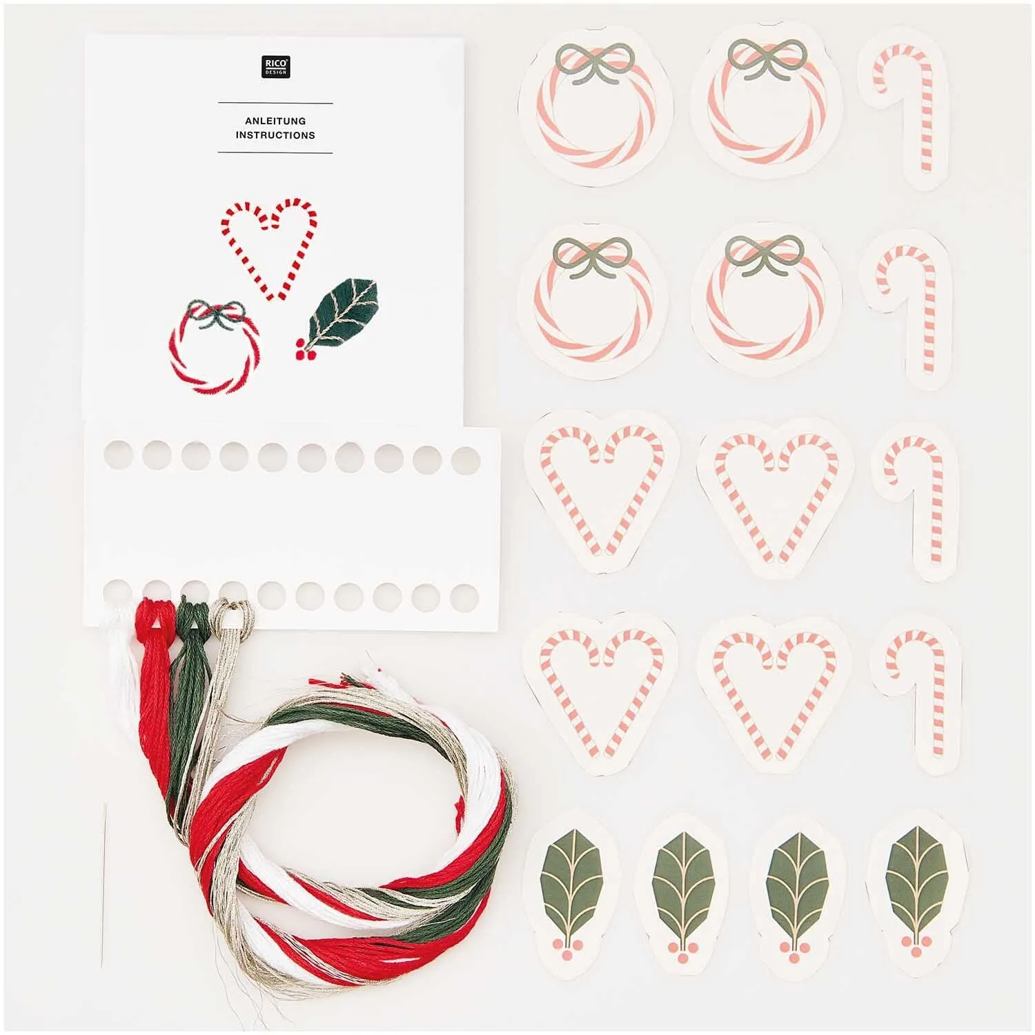 Candy Canes Stick and Stitch Embroidery Kit