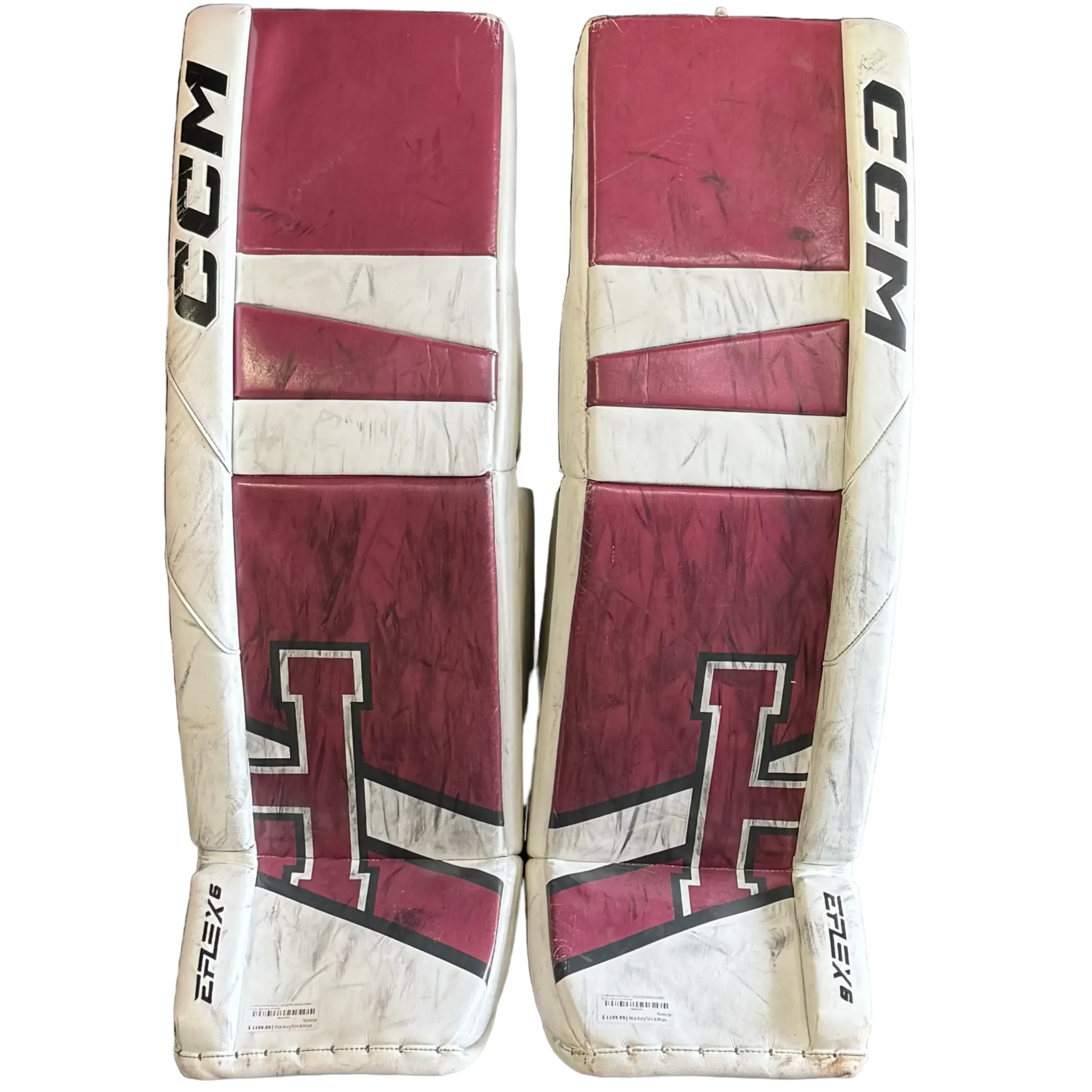 CCM Extreme Flex 6 - Used Pro Stock Goalie Pads (Maroon/White)