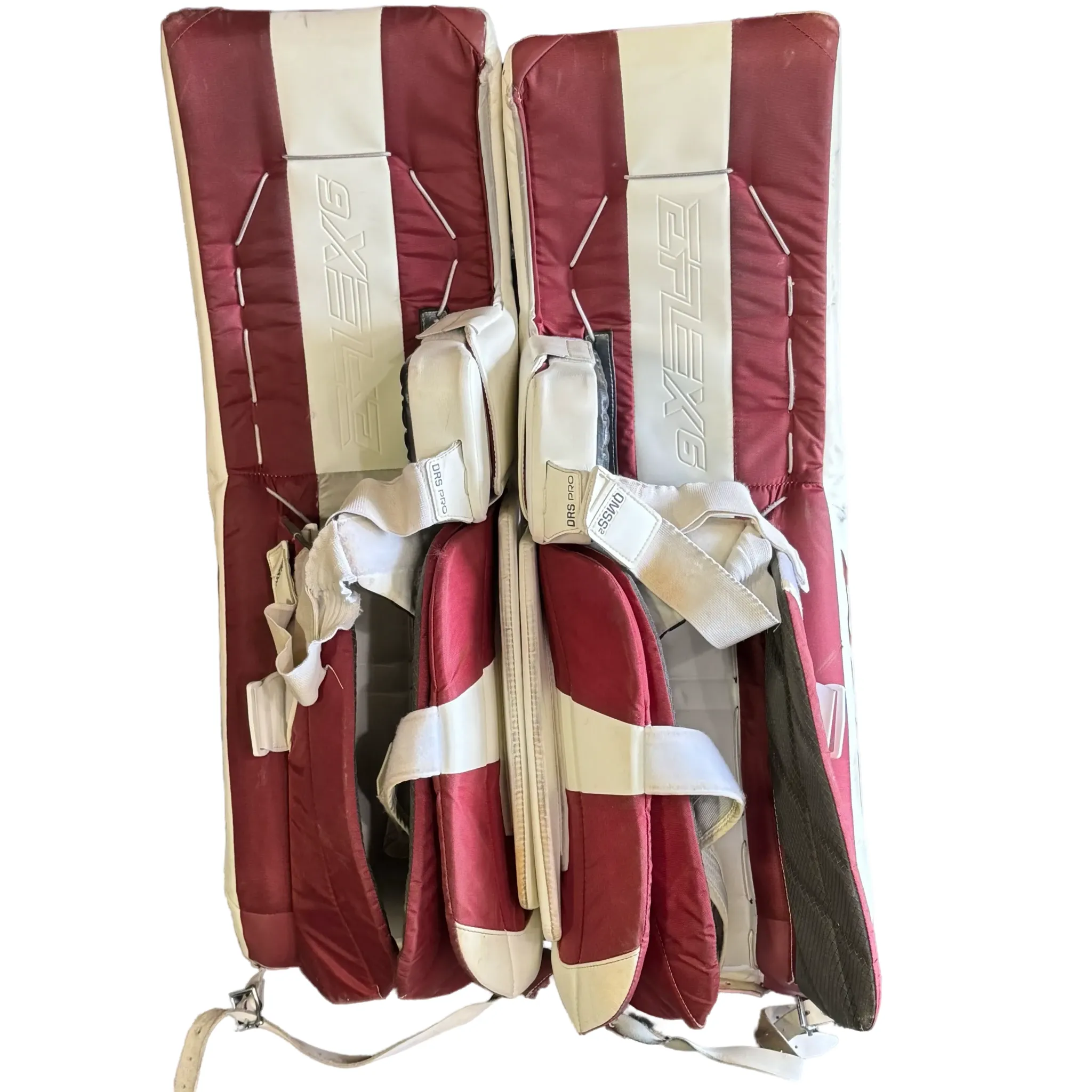 CCM Extreme Flex 6 - Used Pro Stock Goalie Pads (Maroon/White)