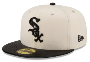 Chicago White Sox Cream/Black Leather Visor New Era 59FIFTY Fitted Hat