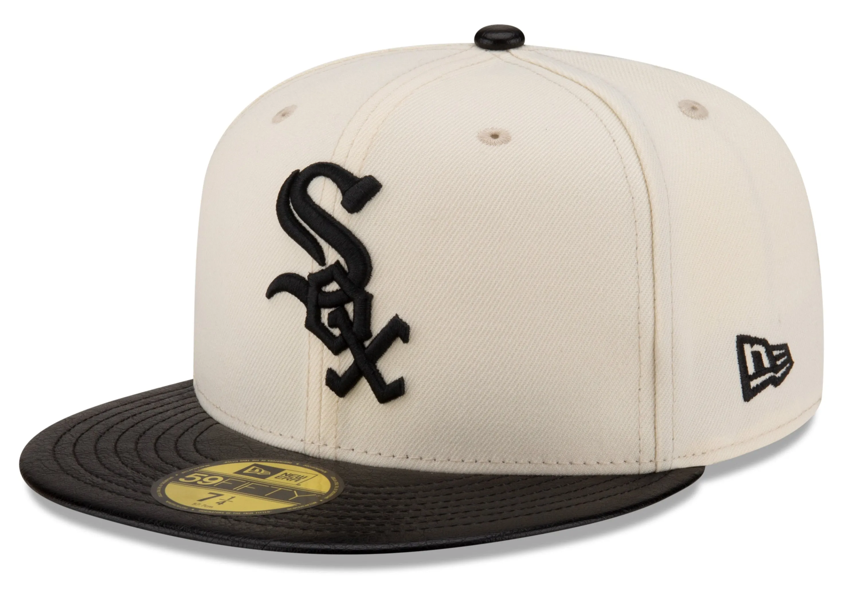 Chicago White Sox Cream/Black Leather Visor New Era 59FIFTY Fitted Hat