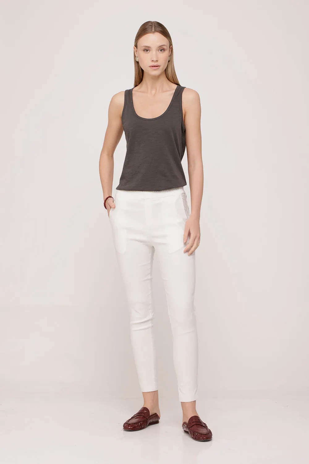 Classic White With Beige Stripes Pants