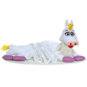 Cuddleuppets Magical Unicorn 2-in-1 Plush Puppet & Blanket - White-Purple