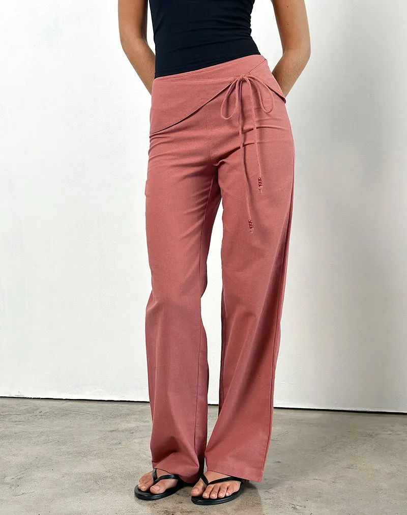 Cursa Trouser with Belt in Linen Tuscan Red