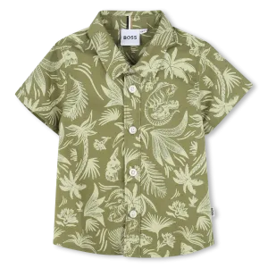 Dark Green Short Sleeve Palm Shirt