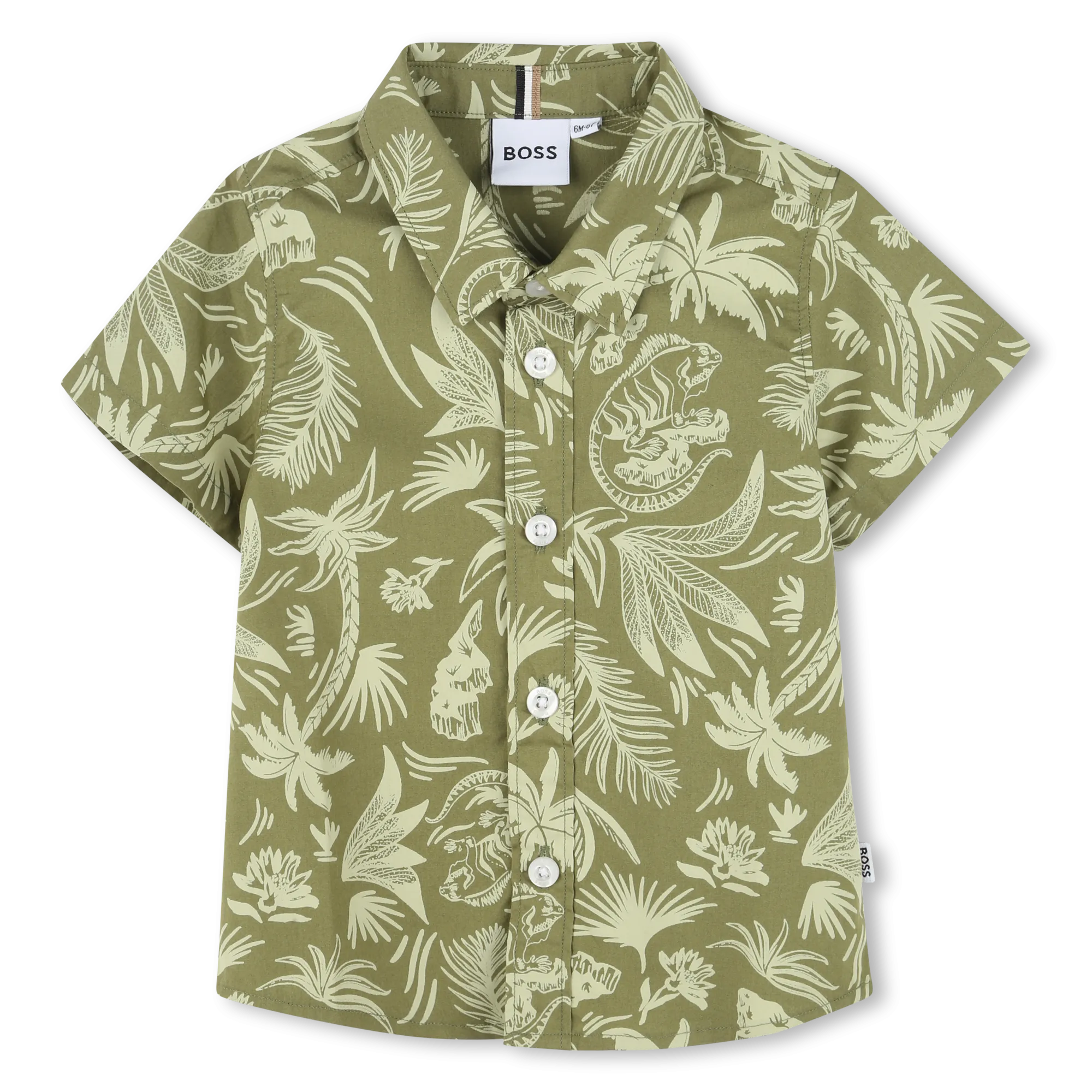 Dark Green Short Sleeve Palm Shirt