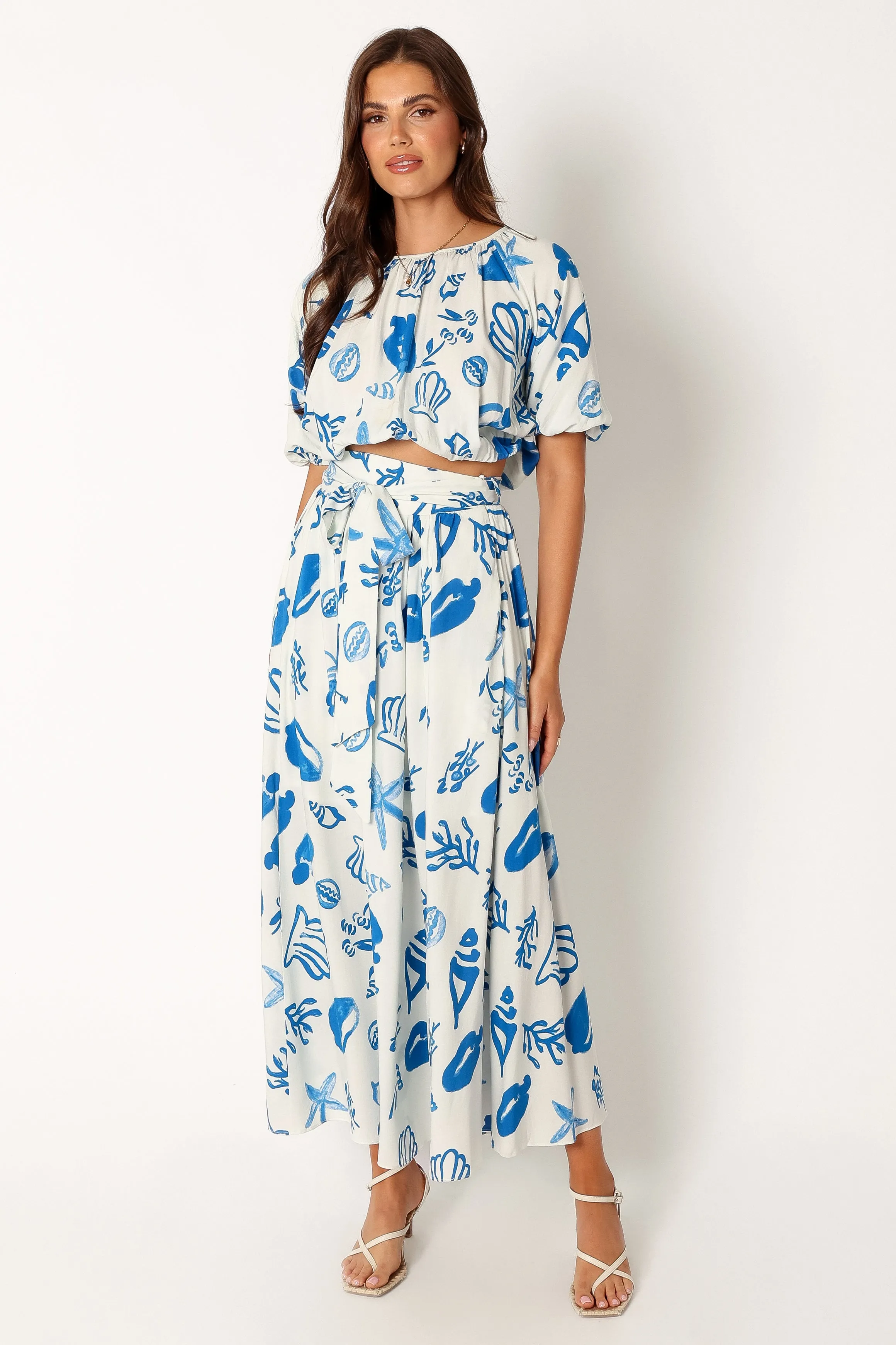 Delilah Skirt Set - White Blue