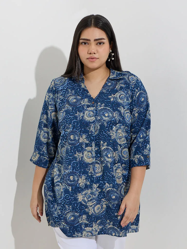 Diza Indigo Fruit Printed Tunic