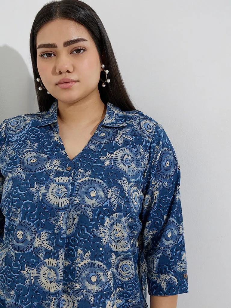Diza Indigo Fruit Printed Tunic