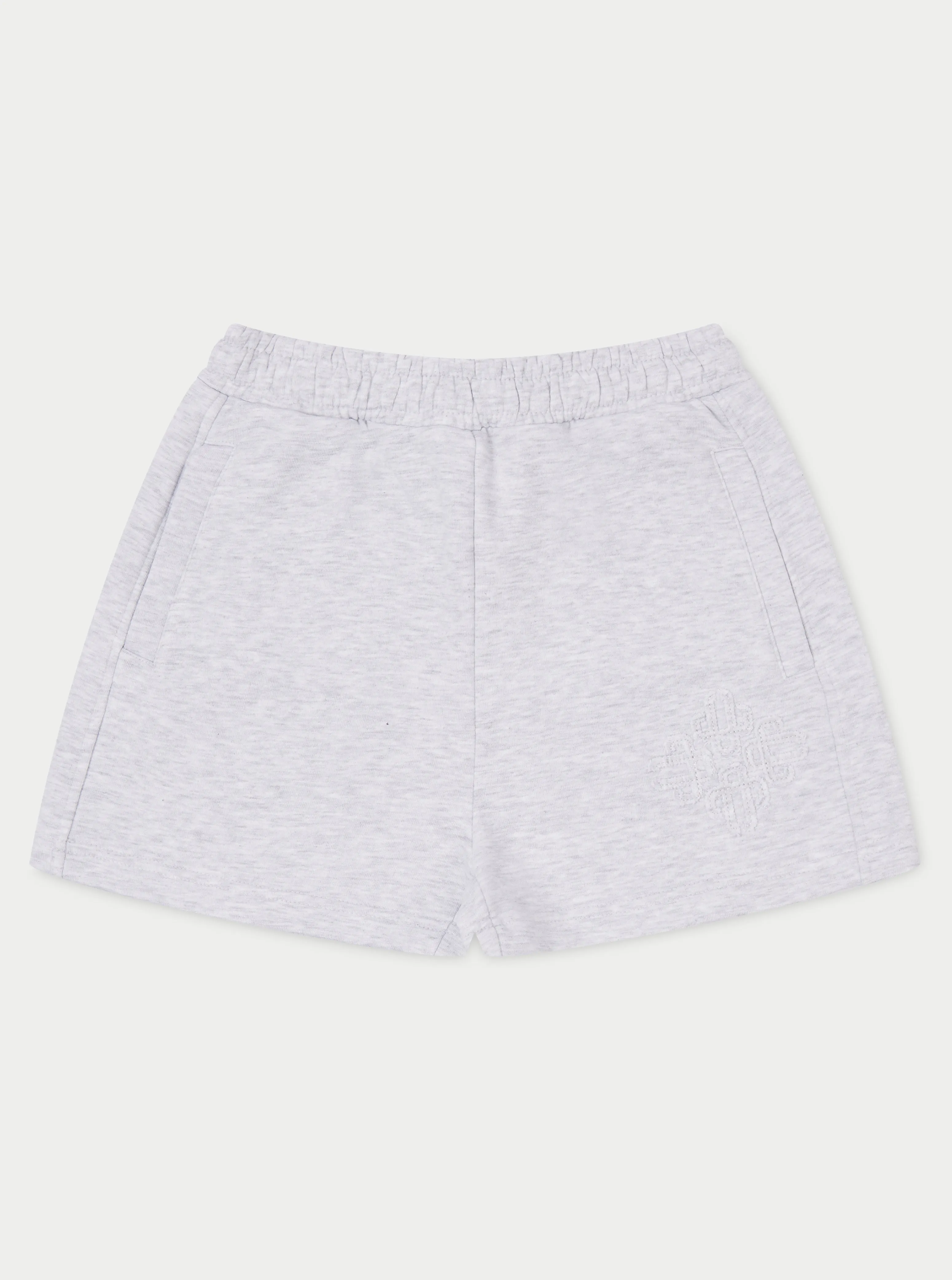 EMBLEM APPLIQUE JERSEY SHORTS - GREY MARL